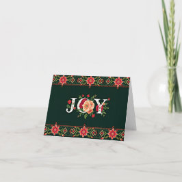 Tarjeta frontera floral de JOY navidad