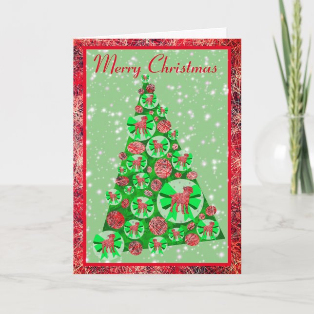 Tarjeta Frontera Terrier Perro Raza Silhoutte Feliz Navida (Anverso)