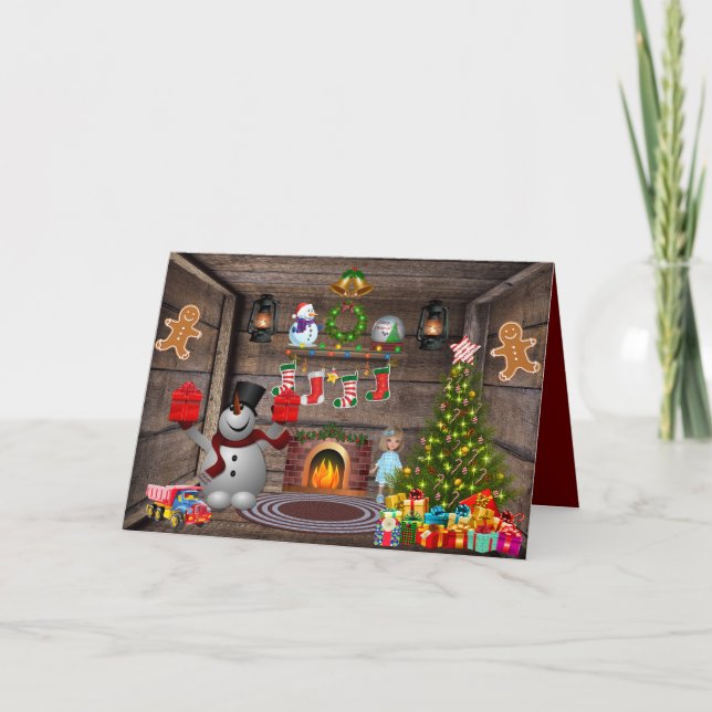 Tarjeta Frosty El Árbol De Navidad Del Hombre De La Noche (Anverso)