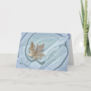 Tarjeta Frosty Maple Leaf Frozen on Ice