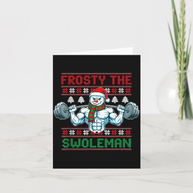 Tarjeta Frosty The Swoleman Ugly Christmas Sweater Funny S (Anverso)