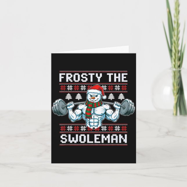 Tarjeta Frosty The Swoleman Ugly Funny Christmas Snowman W (Anverso)