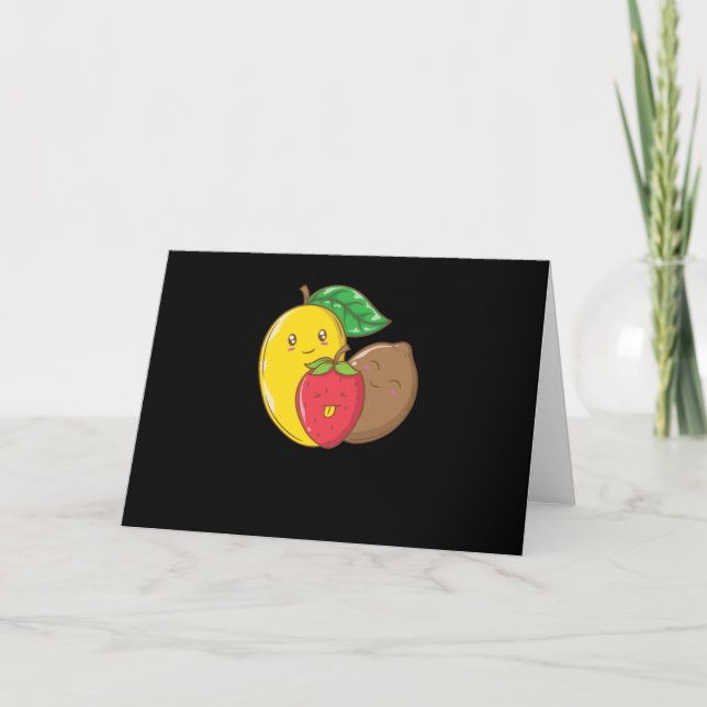 Tarjeta Früchtemix mit Mango, Erdbeere und Kiwi (Anverso)