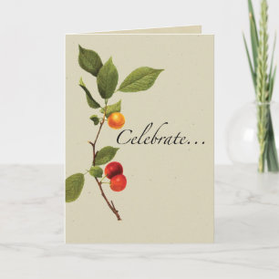 Tarjeta Fruta Botánica Celebrando Cumpleaños