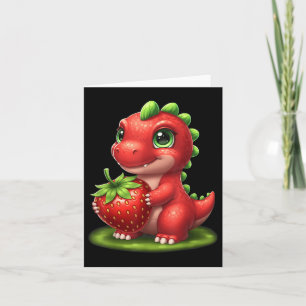 Tarjeta Fruta de verano de fresa cutánea Lover Dinosaur T 