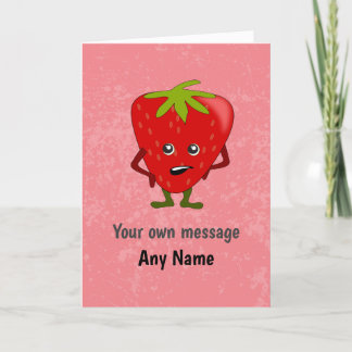 Tarjeta Fruta divertida - Personalizado rosa de fresa poco