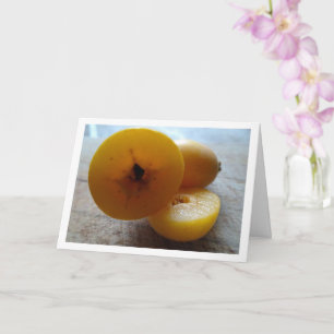 Tarjeta Fruta Loquat en rodajas