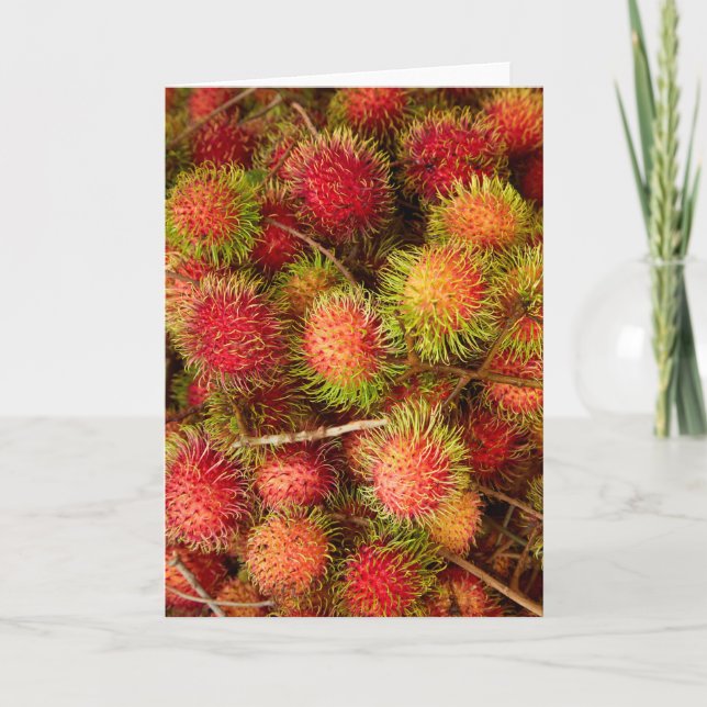 Tarjeta Fruta Rambutan en el mercado Can Duoc (Anverso)