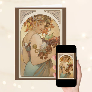 Tarjeta Frutas de Alphonse Mucha, Arte Antiguo Modernista