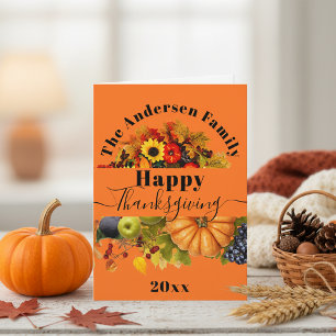 Tarjeta Frutas de otoño, flores y follaje Feliz Día de Acc