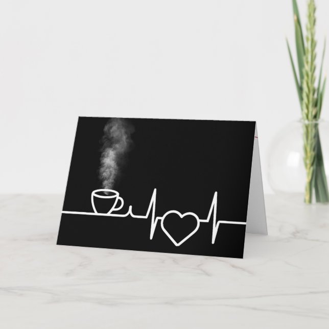 Tarjeta Fruto de aniversario con la taza de café al vapor (Anverso)