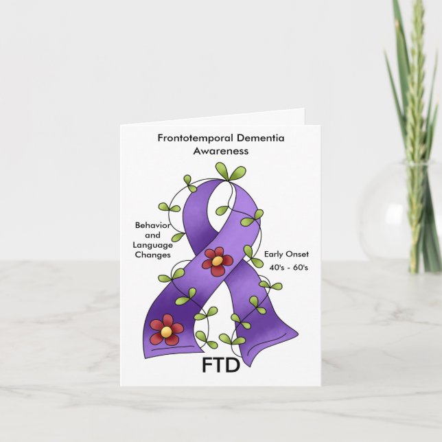 Tarjeta FTD Frontotemporal Dementia Cinta púrpura Notecard (Anverso)
