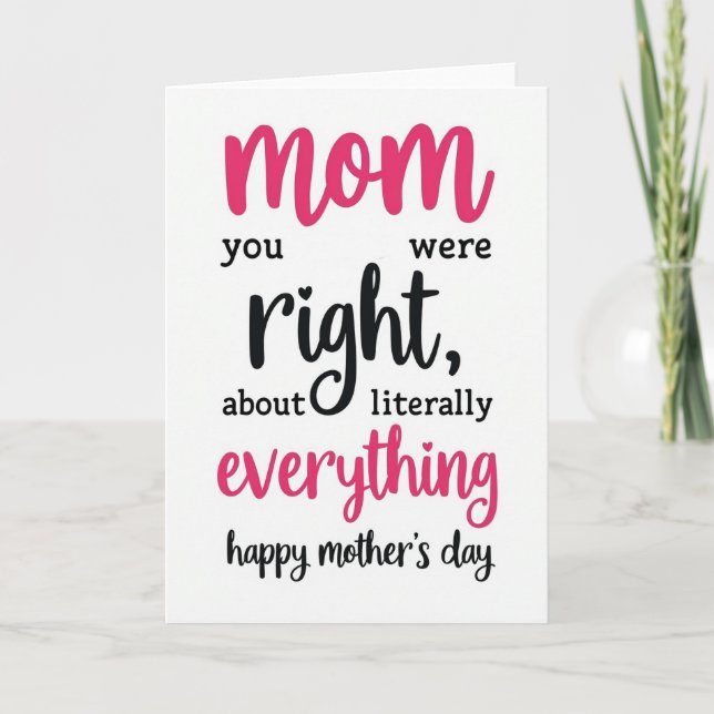 Tarjeta Fuchsia Script Mothers Day Card (Anverso)