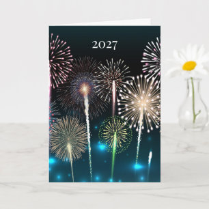 Tarjeta Fuegos artificiales 2027, Feliz Año Nuevo Saludo