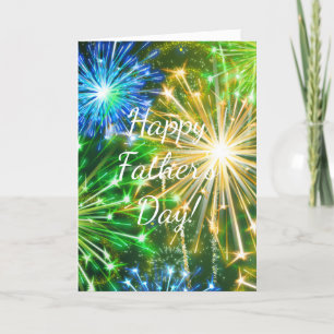 Tarjeta fuegos artificiales amarillos de oro azul