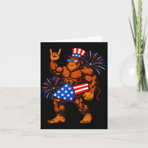 Tarjeta fuegos artificiales bigfoot bandera americana sasq