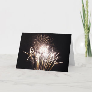 Tarjeta Fuegos artificiales blancos y dorados I Celebració