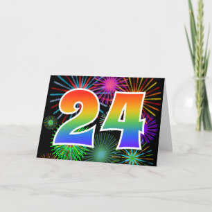 Tarjeta Fuegos artificiales coloridos + Modelo "24" del