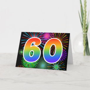 Tarjeta Fuegos artificiales coloridos + Modelo "60" del