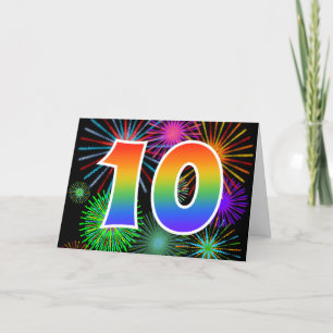 Tarjeta Fuegos artificiales coloridos + Modelo Arcoiris "1