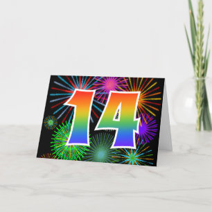 Tarjeta Fuegos artificiales coloridos + Modelo Arcoiris "1