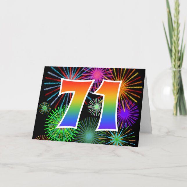 Tarjeta Fuegos artificiales coloridos + Modelo Arcoiris "7 (Anverso)