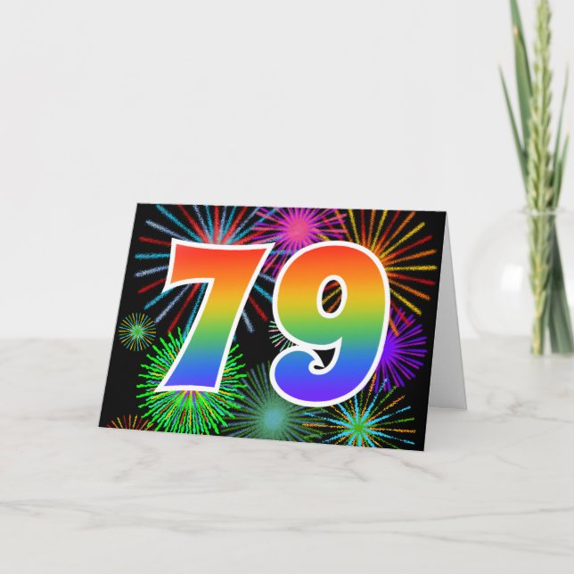 Tarjeta Fuegos artificiales coloridos + Modelo Arcoiris "7 (Anverso)