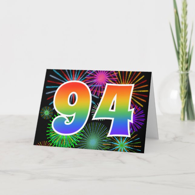 Tarjeta Fuegos artificiales coloridos + Modelo Arcoiris "9 (Anverso)