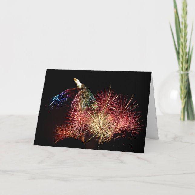 Tarjeta Fuegos artificiales de águila voladora (Anverso)
