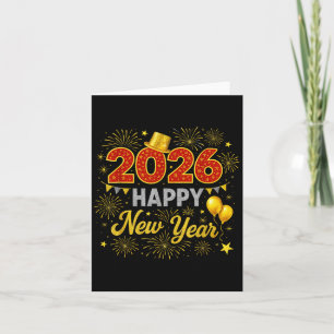 Tarjeta Fuegos artificiales de Año Nuevo 2026 Feliz