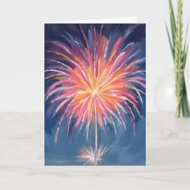 Tarjeta Fuegos Artificiales de Año Nuevo Feliz | Acuarela