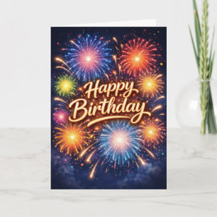 Tarjeta Fuegos artificiales de cumpleaños épico y deseos e