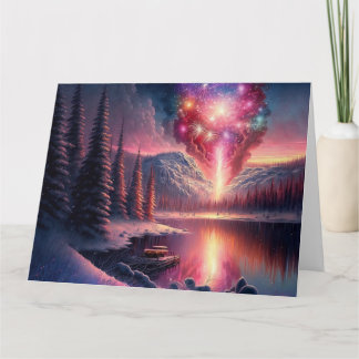 Tarjeta Fuegos Artificiales de Winter Lake