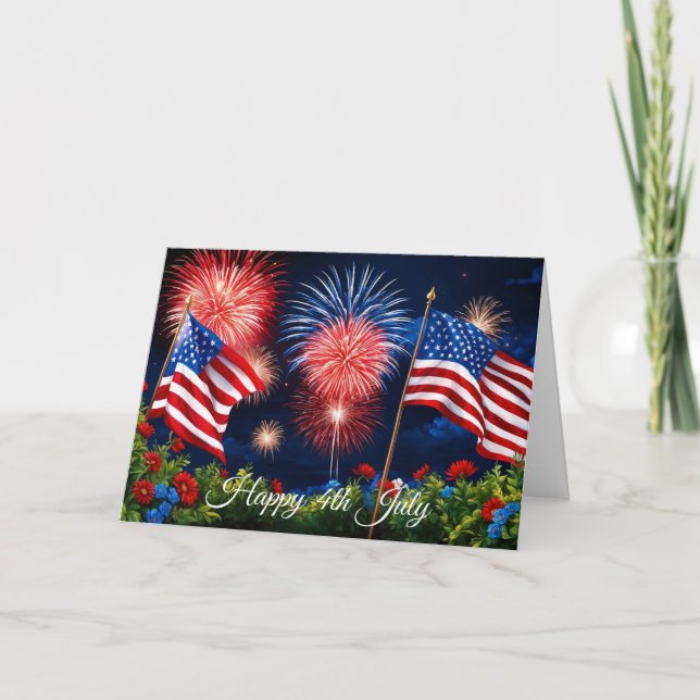 Tarjeta Fuegos artificiales del 4 de julio (Anverso)