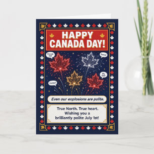 Tarjeta Fuegos artificiales del Día de Canadá Humor educad