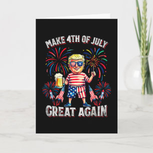 Tarjeta Fuegos Artificiales Divertidos Trump Patriótico Am