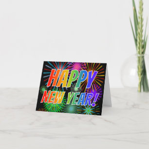Tarjeta Fuegos artificiales divertidos y espectro arcoiris