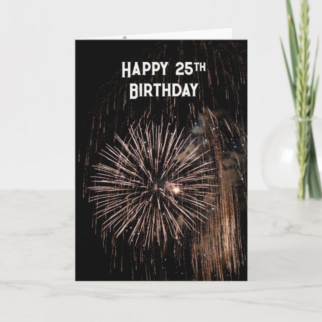Tarjeta Fuegos artificiales en el 25 de cumpleaños (Anverso)