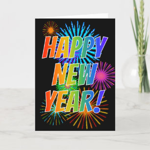 Tarjeta Fuegos artificiales + ¡FELIZ AÑO NUEVO del