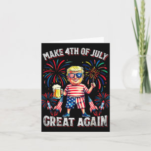 Tarjeta Fuegos artificiales Funny Trump Patriótico Estadou