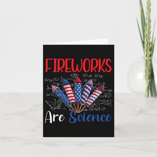 Tarjeta Fuegos Artificiales Son Ciencia Día de la Independ (Anverso)