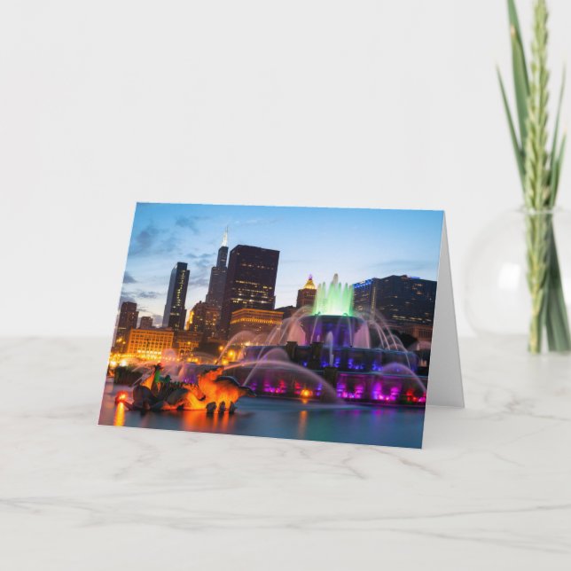 Tarjeta Fuente De Buckingham Encendida Por La Noche (Anverso)