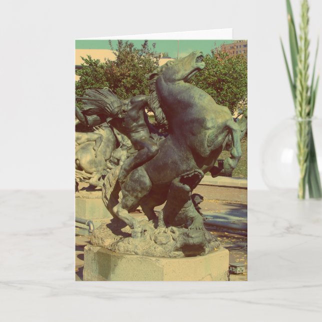 Tarjeta Fuente de la plaza de Kansas City en otoño (Anverso)