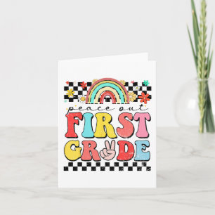 Tarjeta Fuera 1er grado Retro Groovy Feliz último día de e