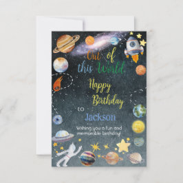 Tarjeta Fuera de esta aventura espacial mundial feliz cump