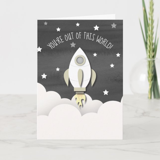 Tarjeta Fuera de este salón de clases de cohete espacial m (Anverso)