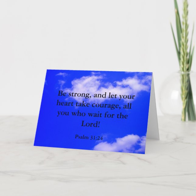Tarjeta Fuerte Biblia de valor contra nubes blancas del ci (Anverso)