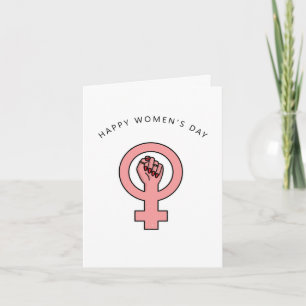 Tarjeta fuerte chica feliz día feminista
