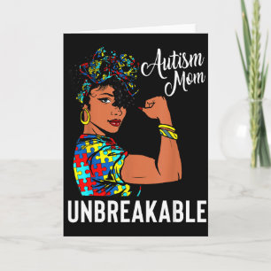 Tarjeta Fuerte Madre Conciencia del Autismo Afro Madre Muj