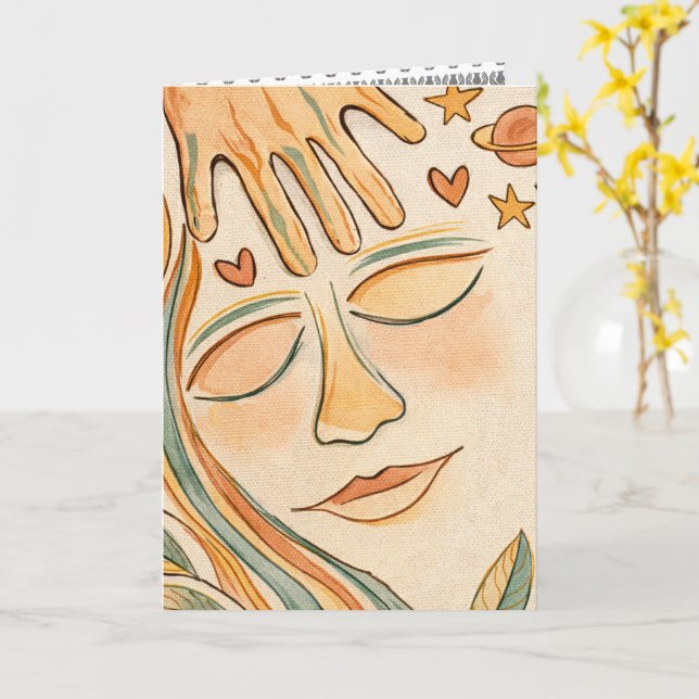 Tarjeta FUI CREADO – Mano de Vida (flor amarilla)